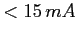 $<15\,mA$