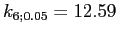 $ k_{6;0.05}=12.59$