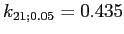 $ k_{21;0.05}=0.435$