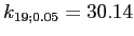 $ k_{19;0.05}=30.14$